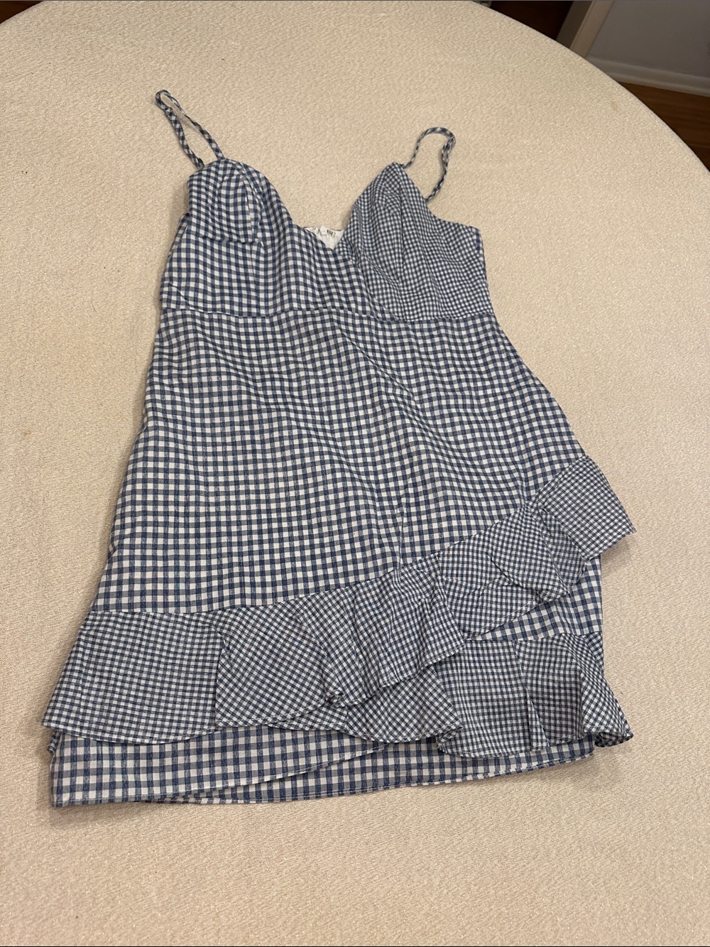 Honey Belle Blue Gingham Ruffle Mini Dress